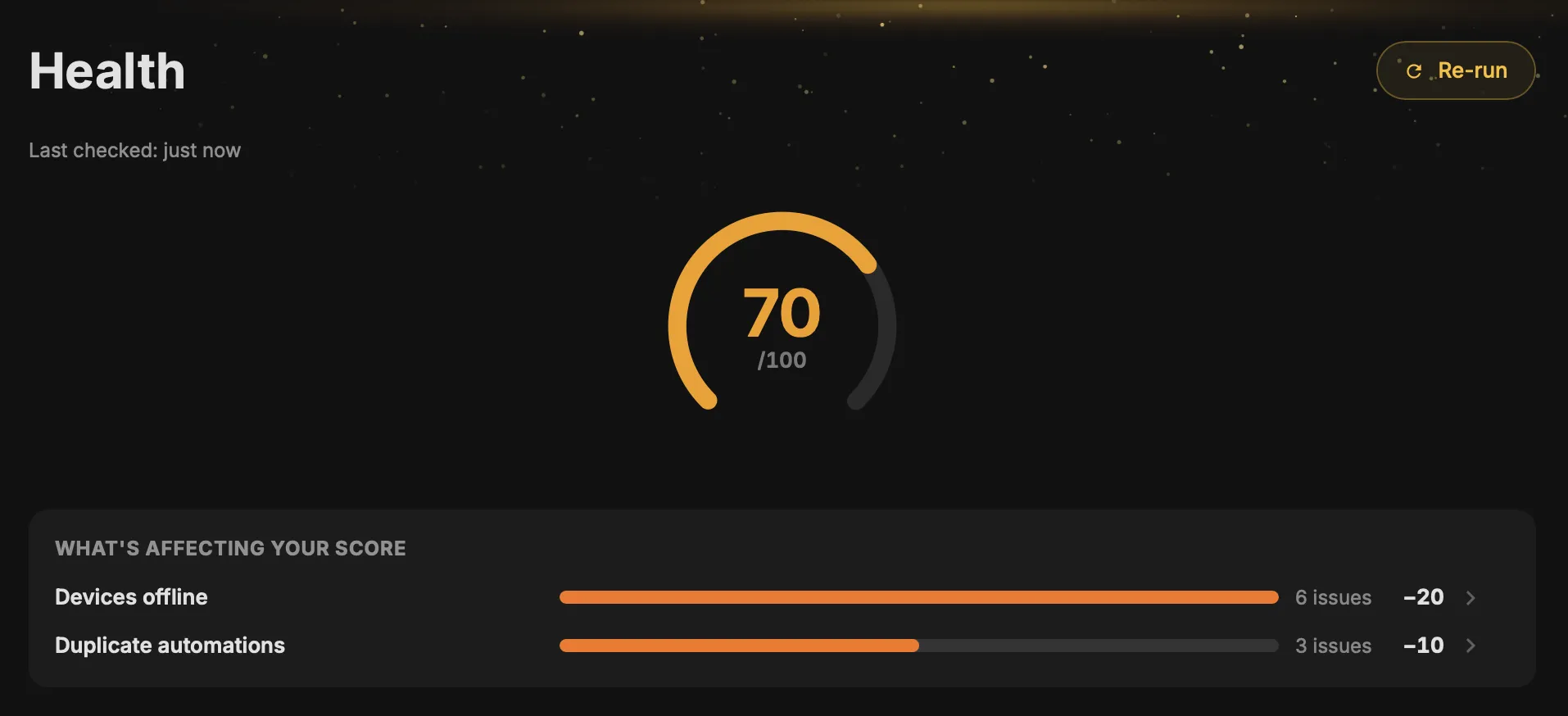 The redesigned Health dashboard with a score breakdown