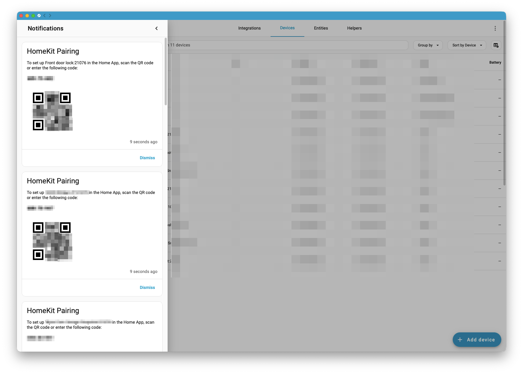 New QR for the device generated