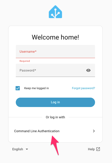 Home Assistant Login Screen
