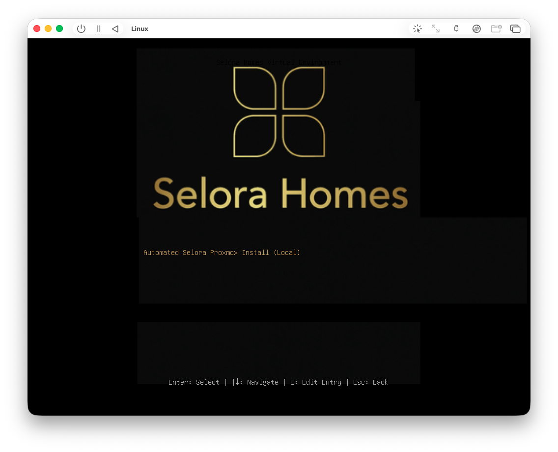 SeloraBox Installation Boot Screen