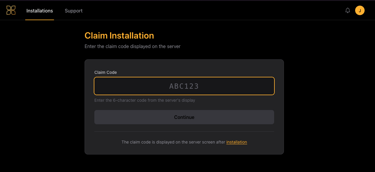 Claim Installation Interface