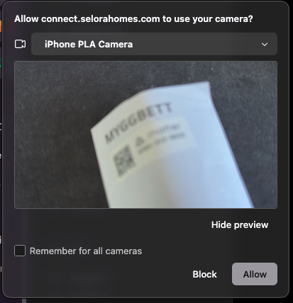 Scanning a QR code from a desktop browser using an iPhone camera