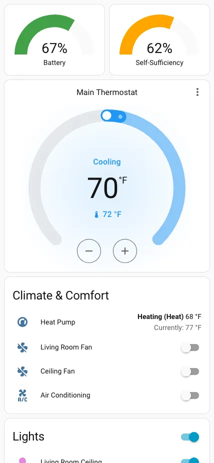 Home Assistant dashboard preview