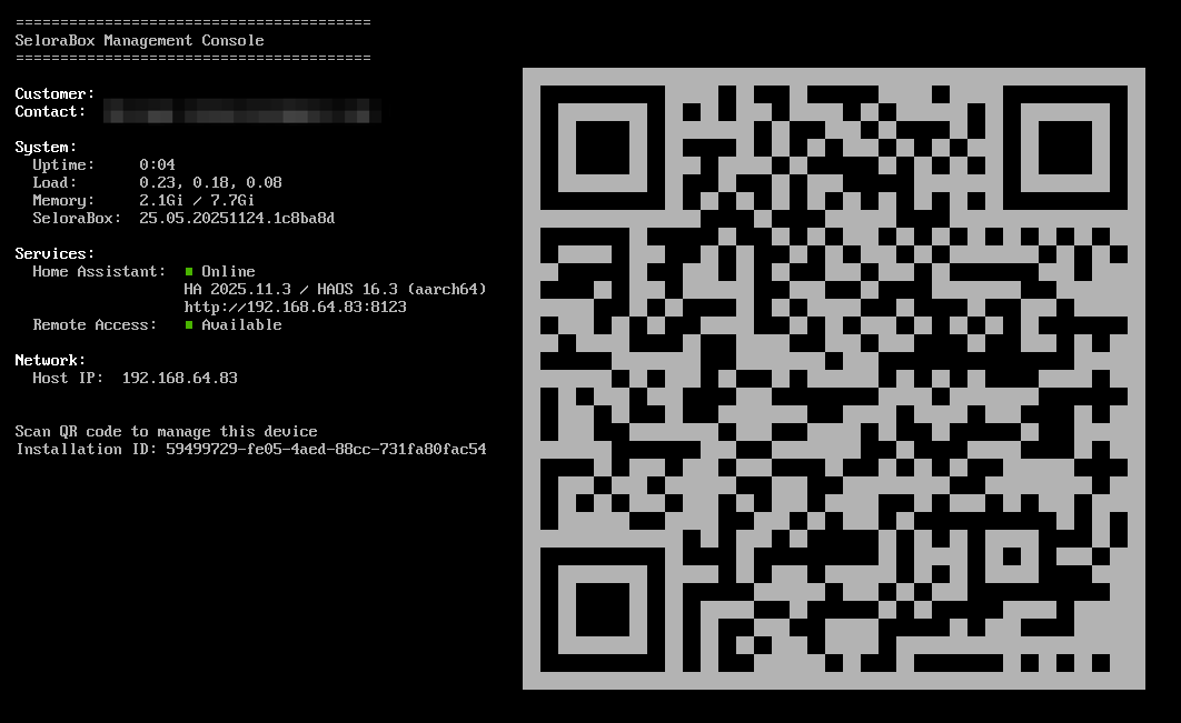 Selora Hub Management Screen